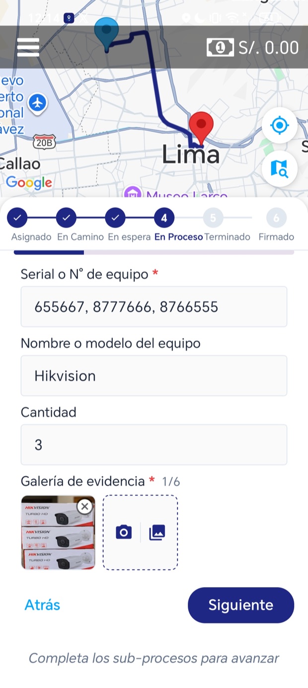 Serie, modelo y cantidad de los equipos con foto