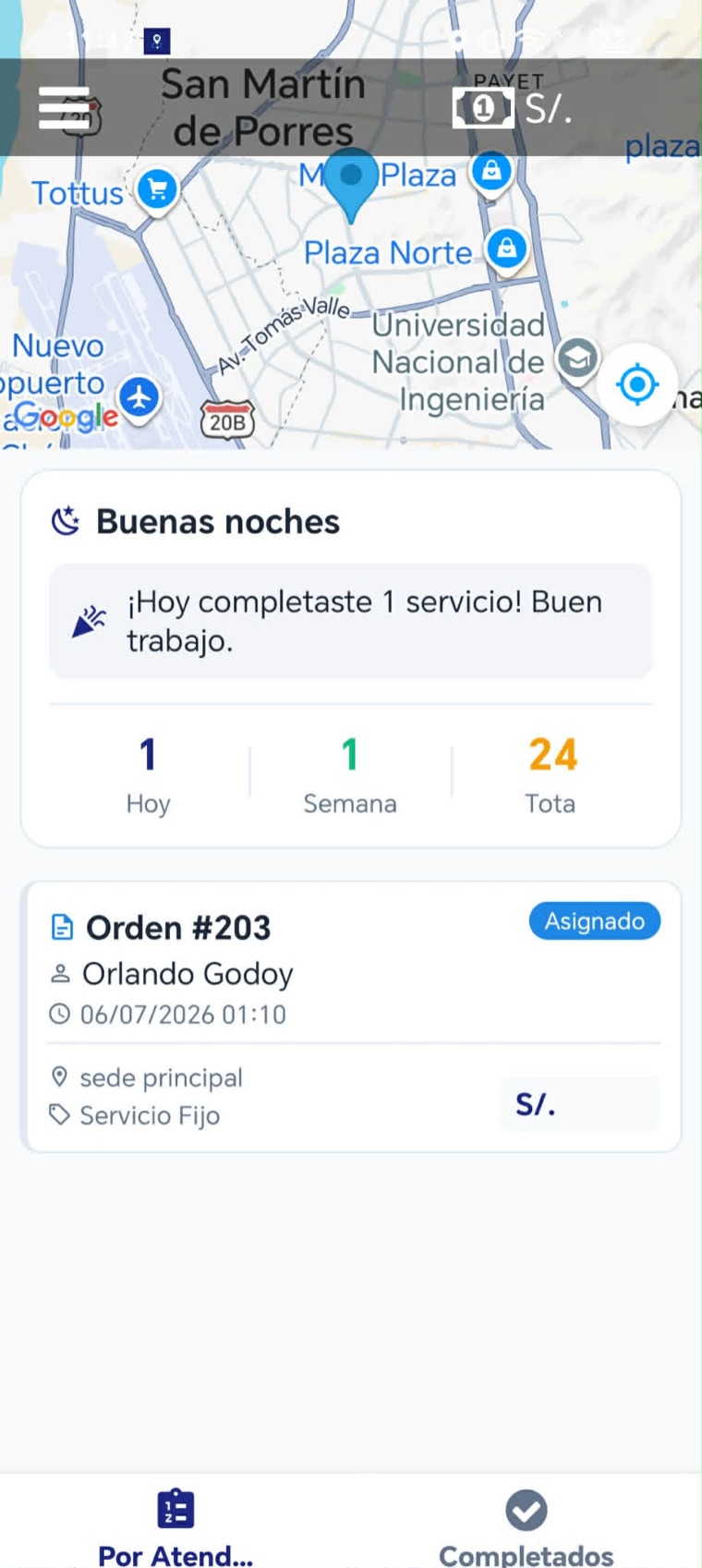 Seguimiento de personal de campo: ubicación en tiempo real y órdenes asignadas
