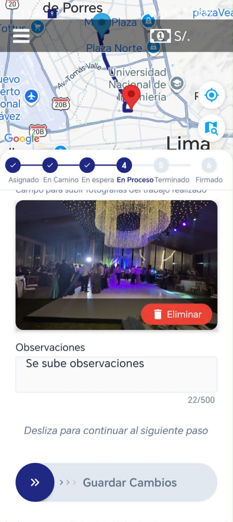App de rastreo de personal de campo: seguimiento GPS del servicio y registro de evidencia