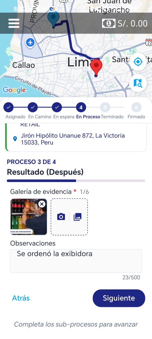 Deja registrado el resultado de la visita con evidencia